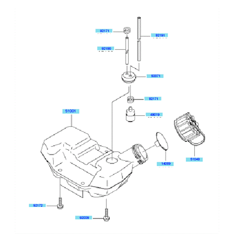 Kawasaki KBH27A  (HA027F-BS50) Parts Diagram, Fuel Tank - Fuel Valve