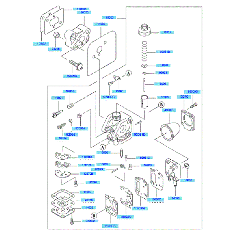 Kawasaki KBH48A  (HA048F-BS50) Parts Diagram, Carburetor