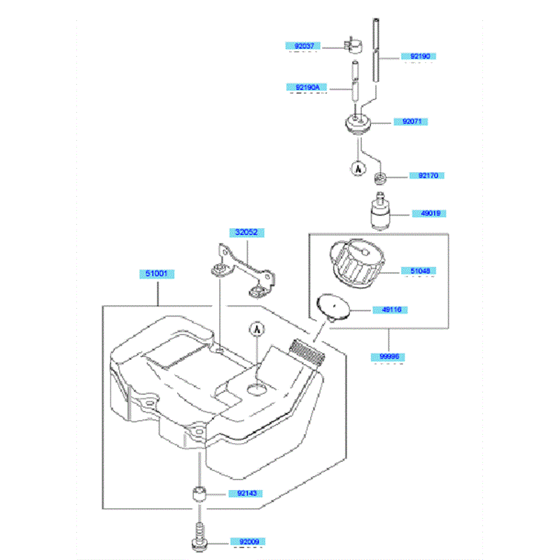 Kawasaki KBL48A (HA048G-AS51) Parts Diagram, Fuel Tank & Fuel Valve