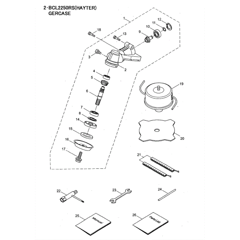 Hayter 461C Brushcutter (461C) Parts Diagram, Gearcase