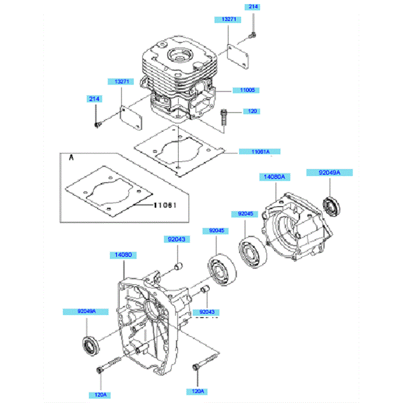 Kawasaki KRB750B (HG750A-BS50) Parts Diagram, Cylinder & Crankcase