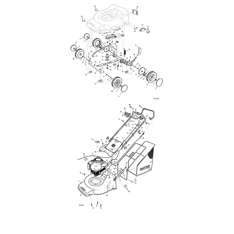 Hayter Jubilee  Lawnmower (424N001001-424N099999) Parts Diagram, Page 1