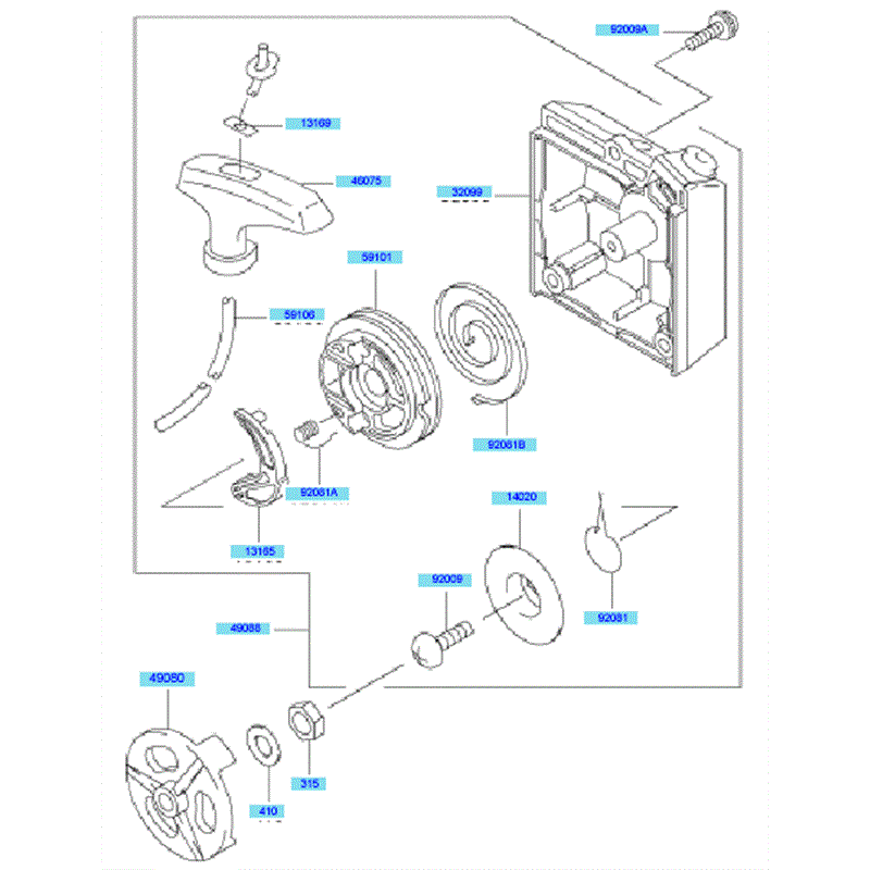 Kawasaki KBH43A (HA043F-BS50) Parts Diagram, Starter