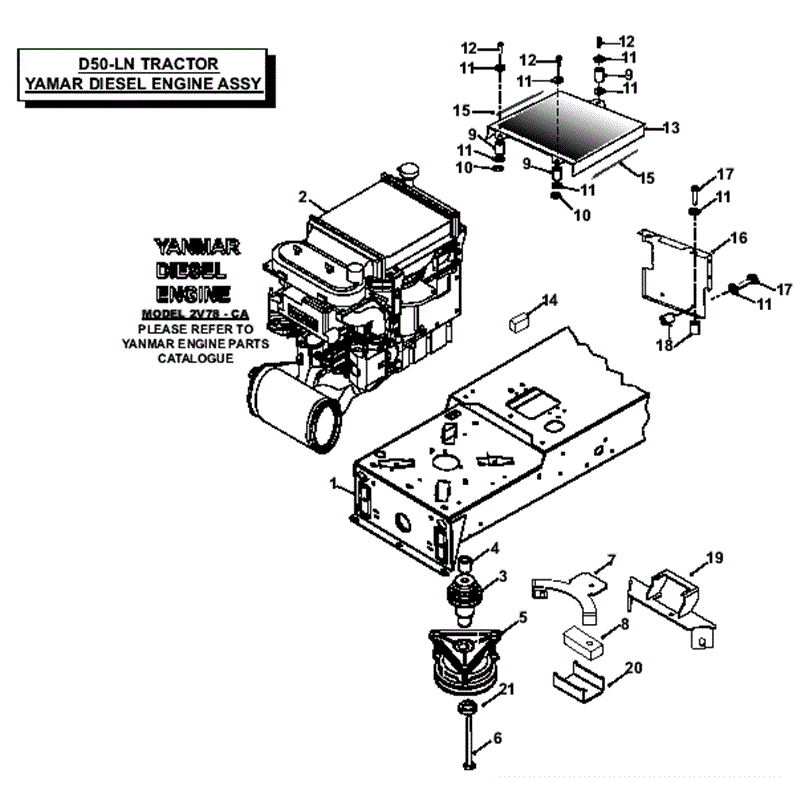 Countax D50LN  Lawn Tractor 2008 (2008) Parts Diagram, Yamar Diesel Engine Assembly