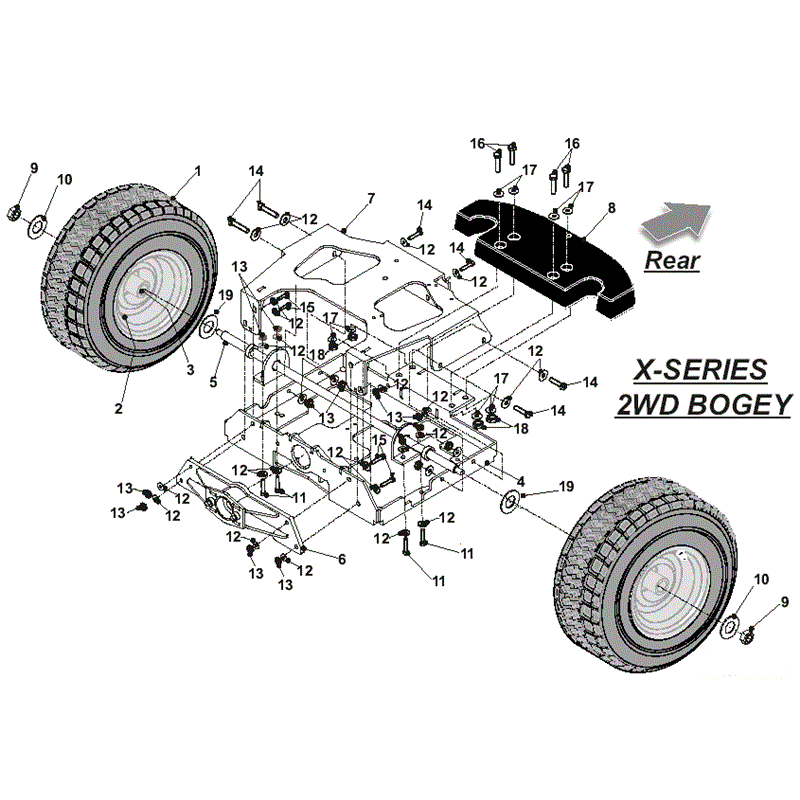 Countax X Series Rider 2008 (2008) Parts Diagram, 2WD Bogey Assembly