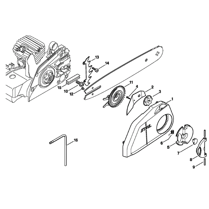 Stihl MS 250 Chainsaw (MS250 Z) Parts Diagram, Quick Chain Tensioner