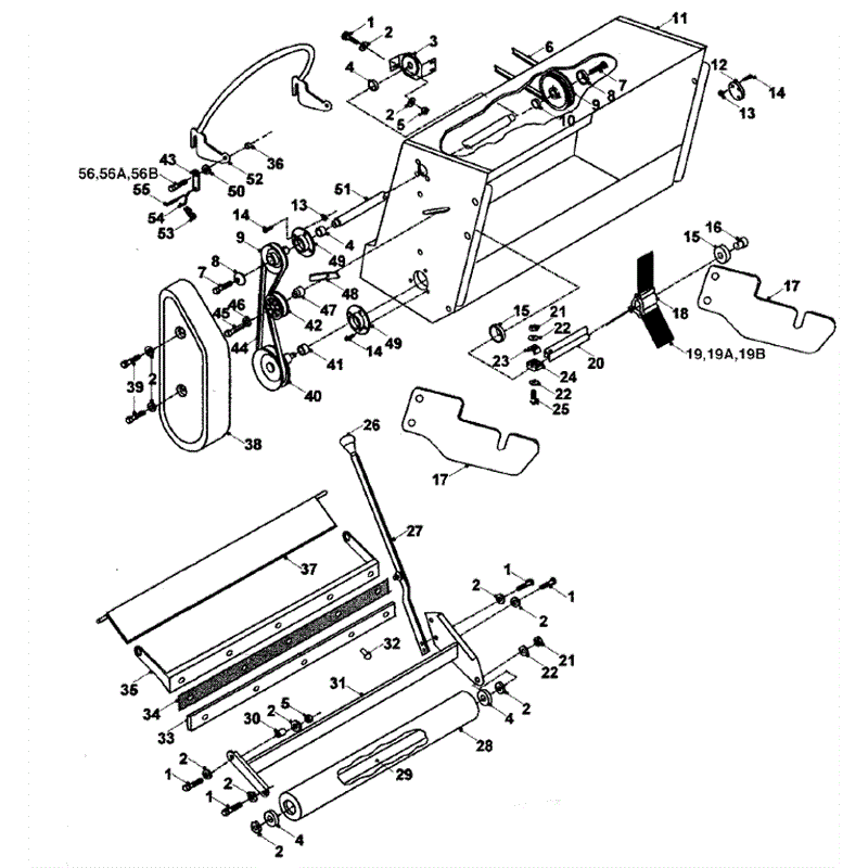Hayter 15/38 (155N) Parts Diagram, Powered Grass Collector '96-'97