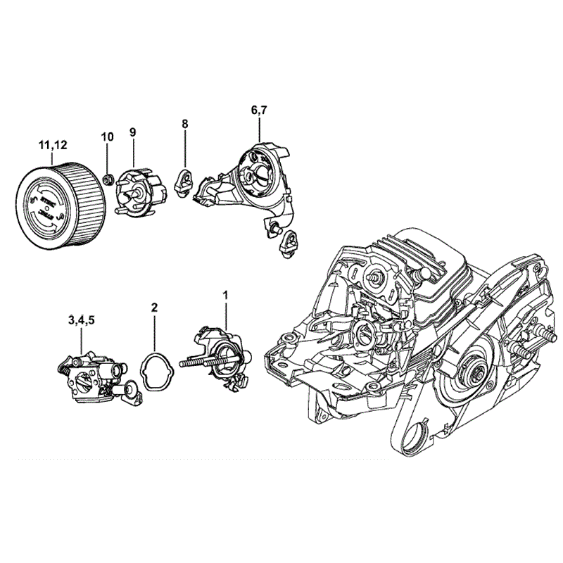 Stihl MS 261 Chainsaw (MS261 Z) Parts Diagram, Carburetor bracket
