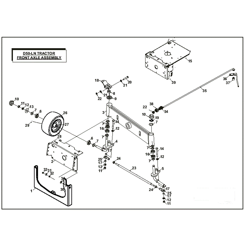 Countax D50LN Lawn Tractor 2007 (2007) Parts Diagram, Front Axle Assembly