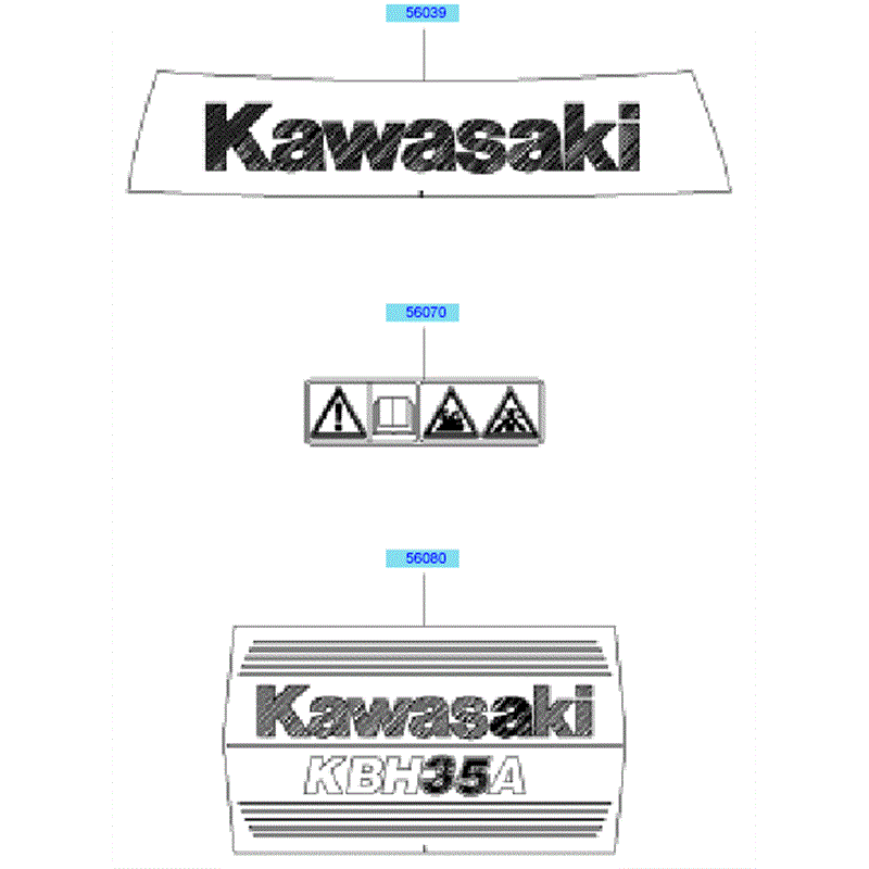 Kawasaki KBH35A  (HA035B-BS50) Parts Diagram, Labels