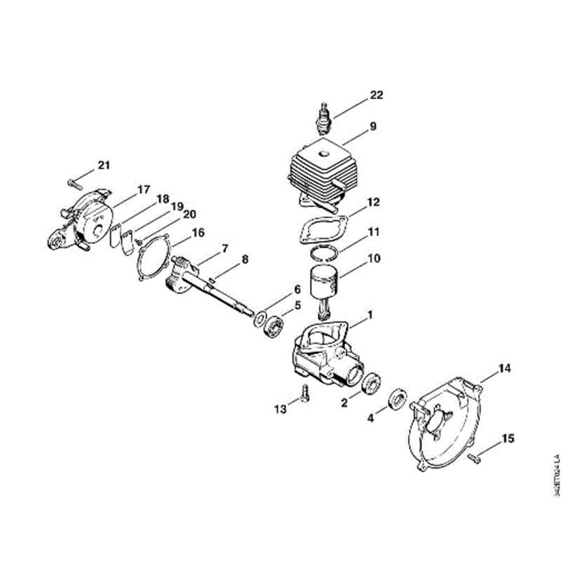 Stihl FS 44 Brushcutter (FS44) Parts Diagram, A-Crankcase, Cylinder