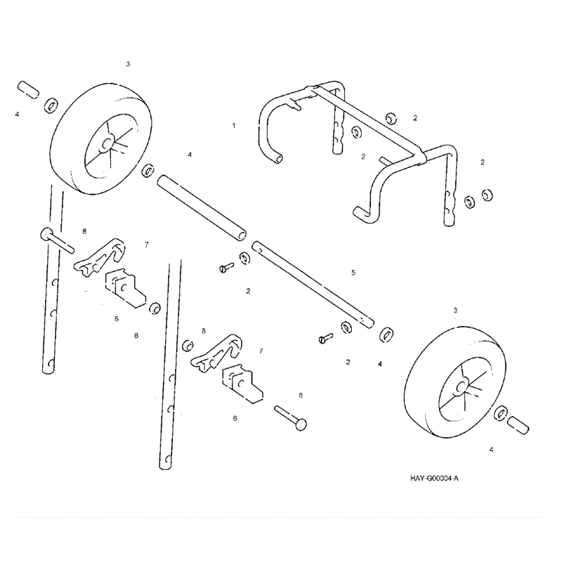 Hayter 446 Hover Lawnmower (290340 (A340) 4.5HP 18 Inch) Parts Diagram, Kit - Undercarriage - Transport wheel
