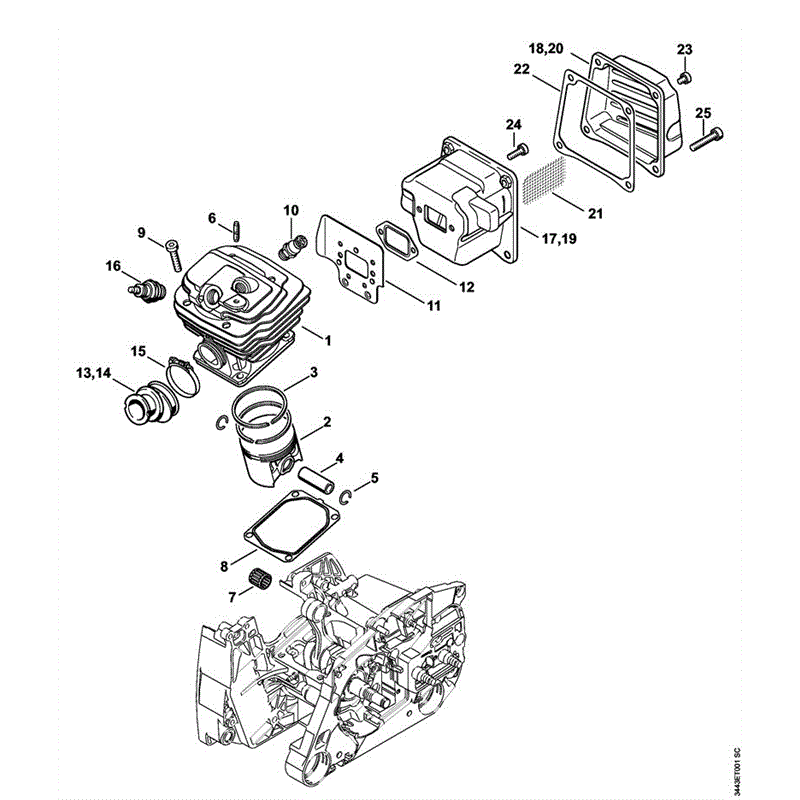 Stihl MS 461 CHAINSAW (MS 461) Parts Diagram, MS461-B CYLINDER