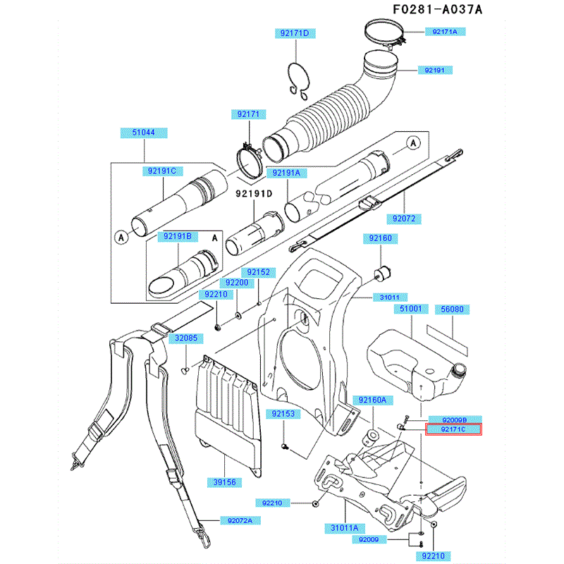 Kawasaki KRB750B (HG750A-AS50) Parts Diagram, Frame - Coupling