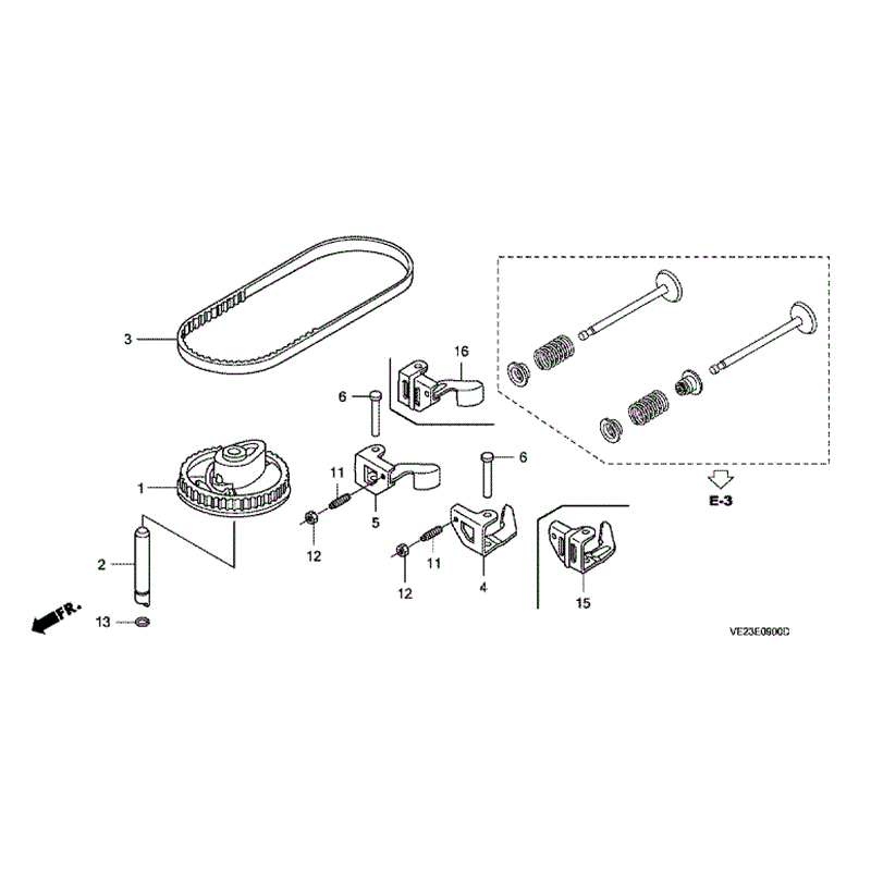Honda HRB536C HXE (HRB536C-HXE-MZB) Parts Diagram, CAMSHAFT-BELT-PULLEY 