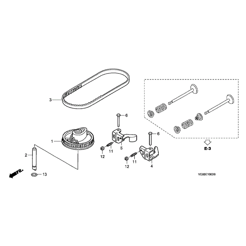 Honda HRB425 CQX (HRB425C-QXE-MZCF) Parts Diagram, CAMSHAFT PULLEY & BELT 
