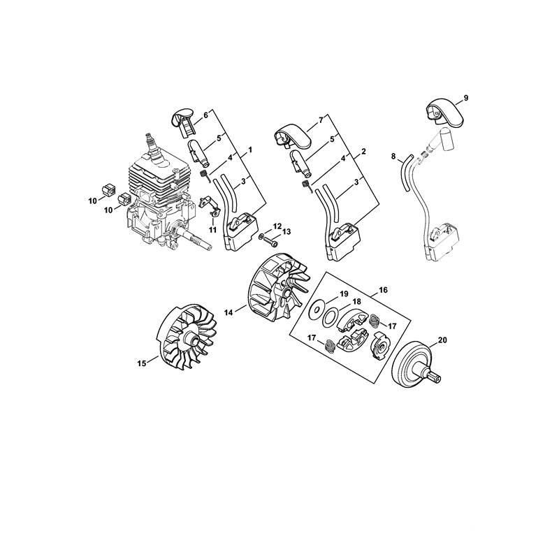 Stihl KM 56 RC-E Engine (KM 56 RC-E) Parts Diagram, Ignition System, Clutch