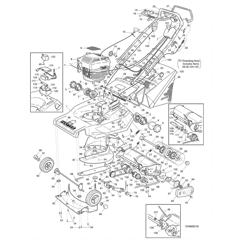 Hayter Harrier 48 (488) Lawnmower (488T001001-488T099999) Parts Diagram, Mainframe Assembly