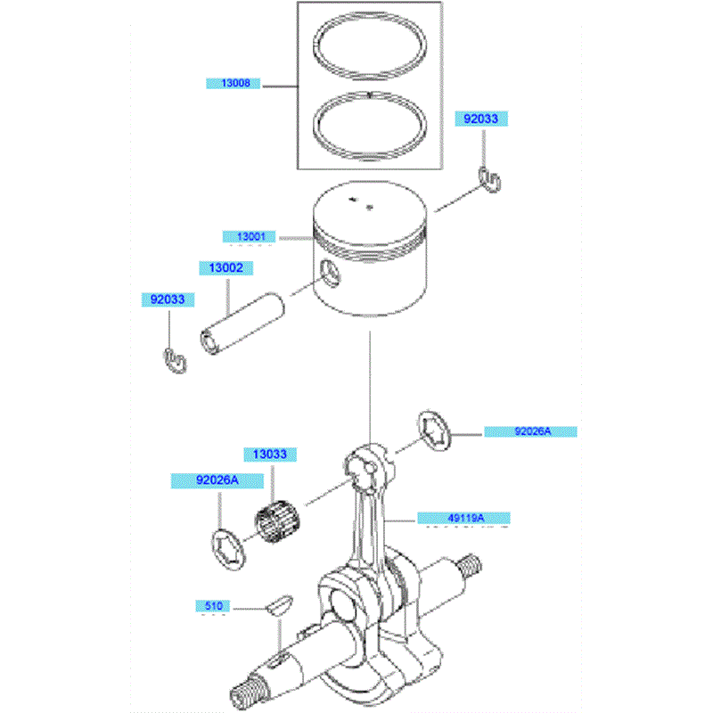 Kawasaki KRB750B (HG750A-BS50) Parts Diagram, Piston & Crankshaft