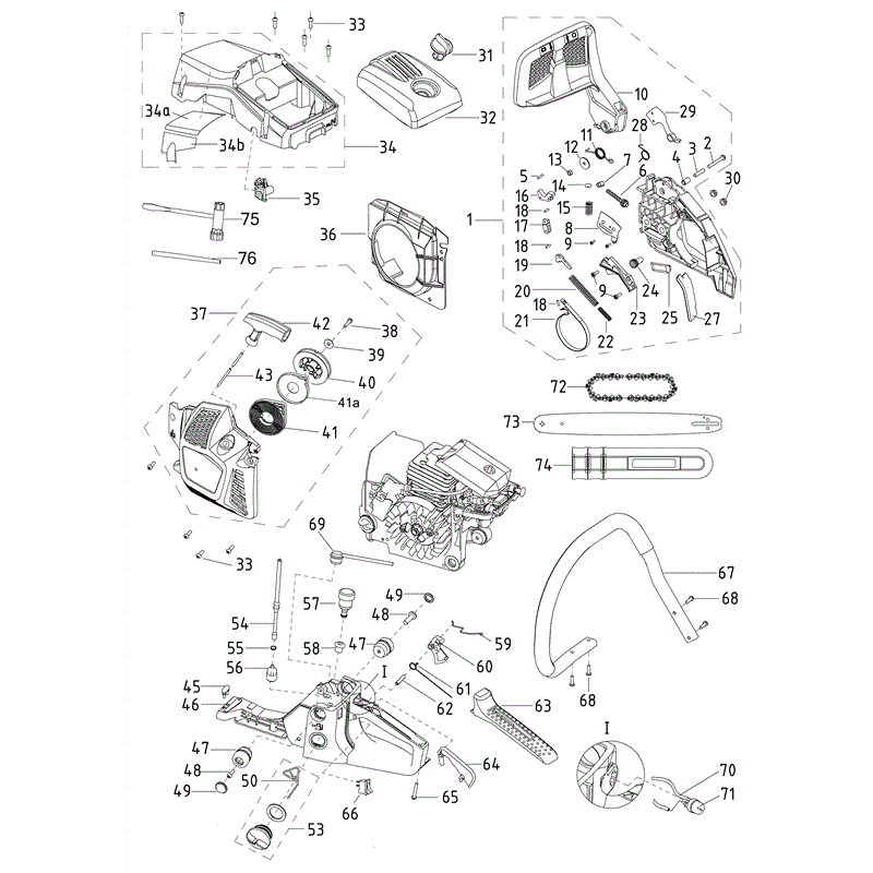 Mitox 50CS-PRO Chainsaw (50CS-PRO Chainsaw) Parts Diagram, body