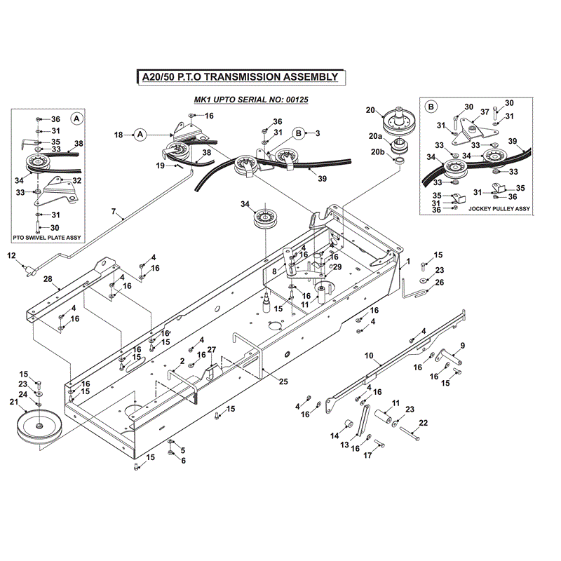 Countax A2050 Lawn Tractor 2004 (2004) Parts Diagram, P.T.O. TRANSMISSION ASSEMBLY