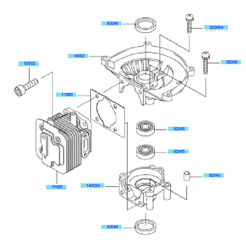 Kawasaki KHS750B (HB750B-BS51) Parts Diagram, Cylinder & Crankcase