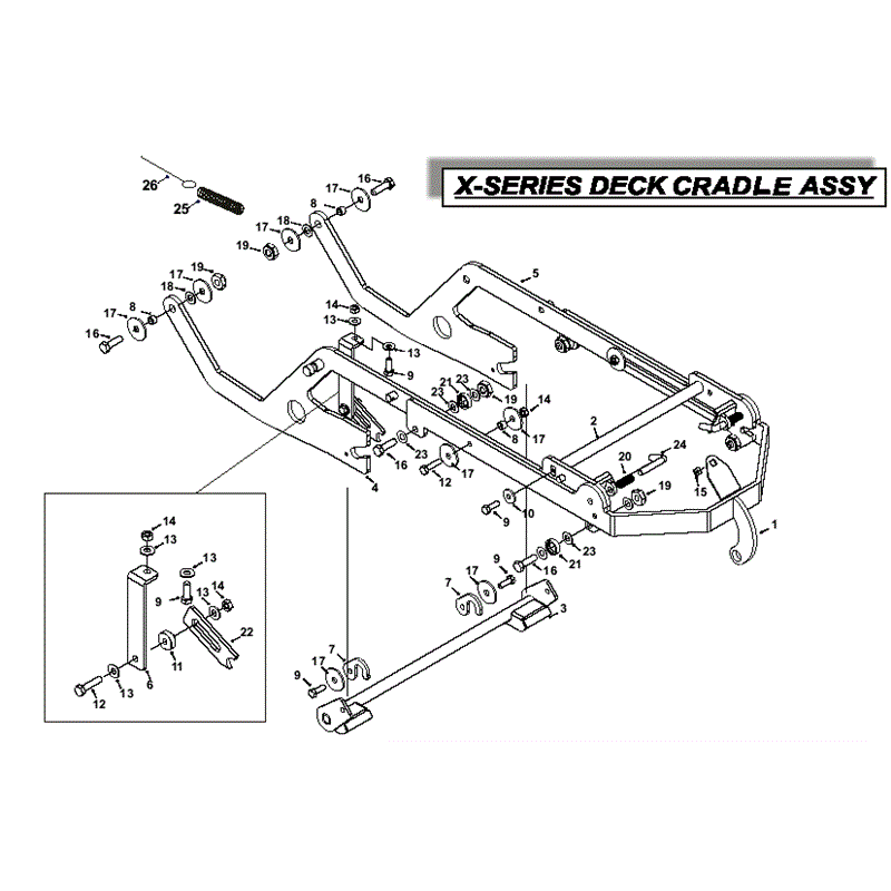 Countax X Series Rider 2010 (2010) Parts Diagram, Deck Cradle Assembly