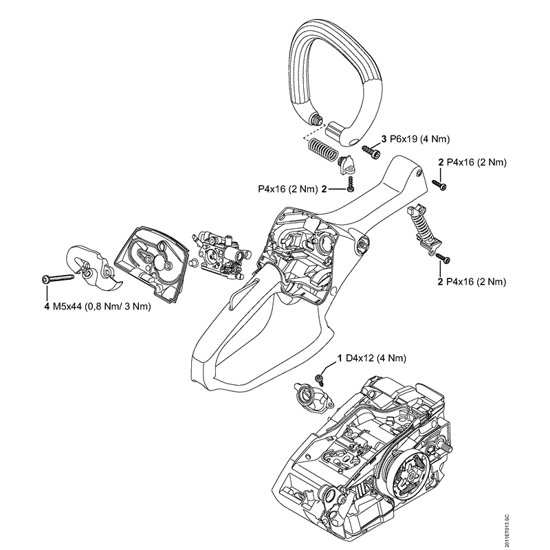 Stihl MS 150 Chainsaws (MS150 CE 2 Mix) Parts Diagram, Tightening torques 1