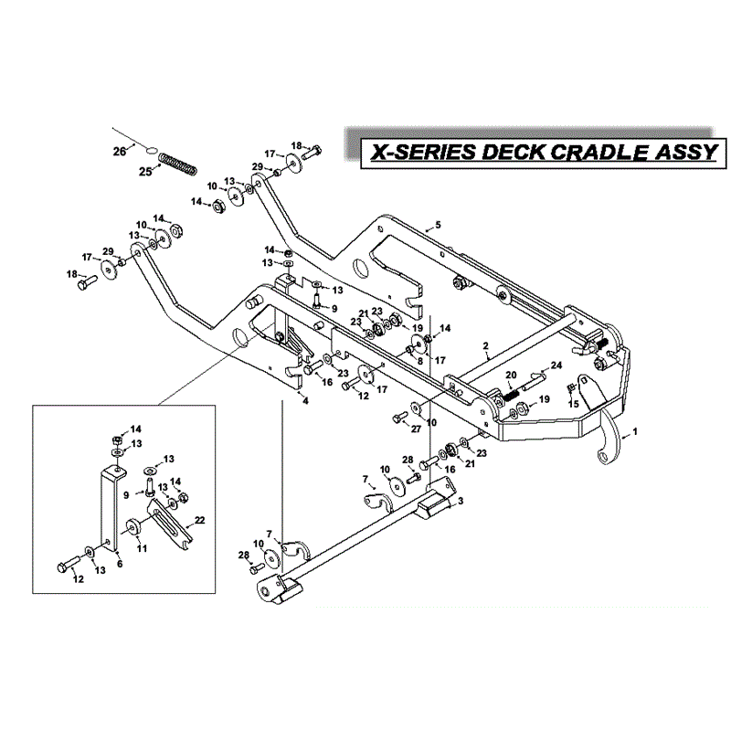 Countax X Series Rider 2011 (2011) Parts Diagram, Deck Cradle Assembly