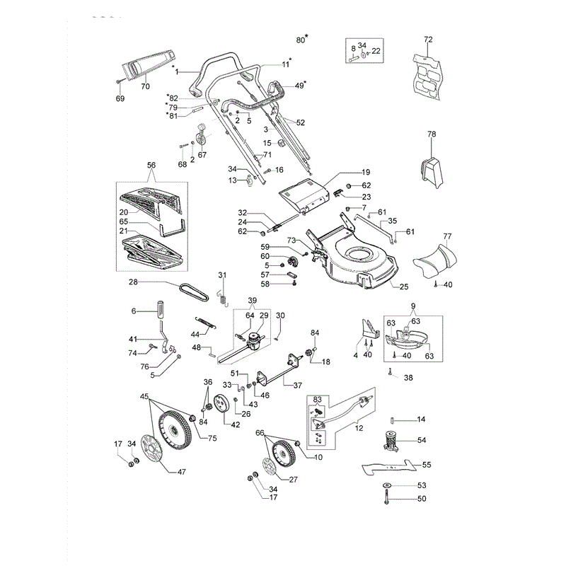 Efco LR 48 TH Allroad Honda Engine Lawnmower (LR 48 TH Allroad) Parts Diagram, LR 48 TH Allroad