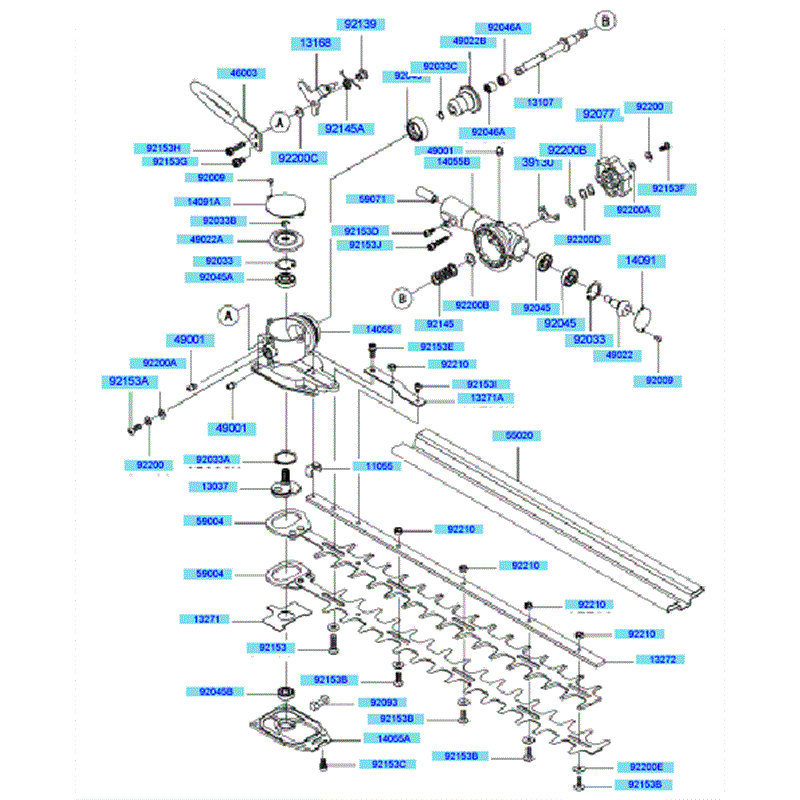 Kawasaki KCL525A (HK525A-BS50) Parts Diagram, Case Cutter