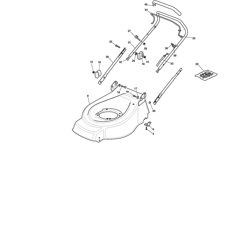Mountfield Mounfield 460RHP Petrol Rotary Roller Mower (294486023-MO6 [2006-2007]) Parts Diagram, Handle, Upper Part