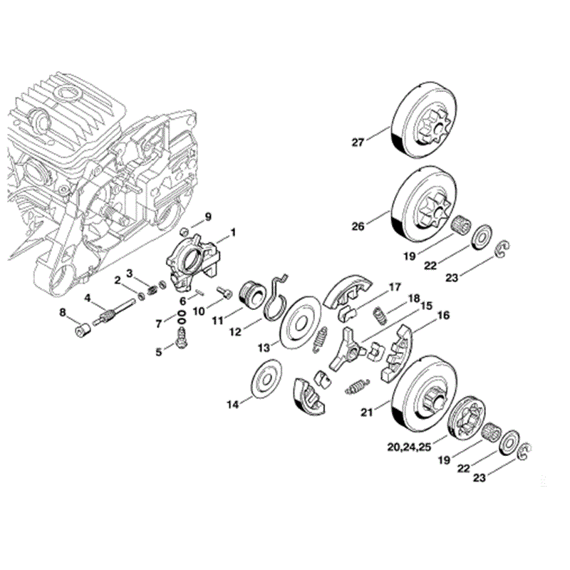 Stihl MS 460 Chainsaw (MS460 Magnum) Parts Diagram, Oil pump - Clutch