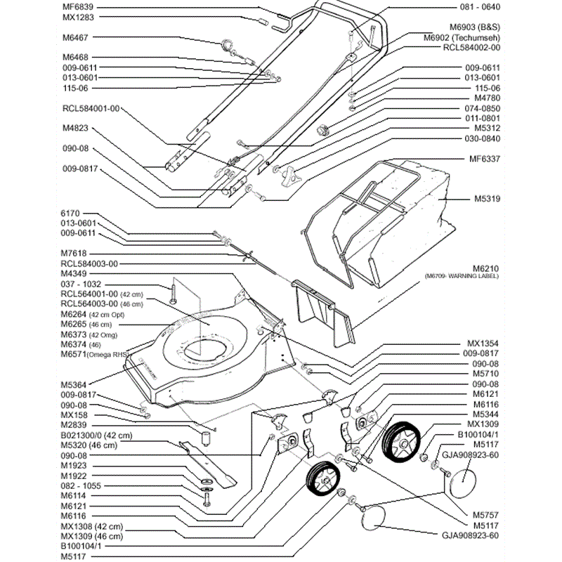Mountfield Optima-Omega (MP85336-7-MP87603-4) Parts Diagram, Page 1
