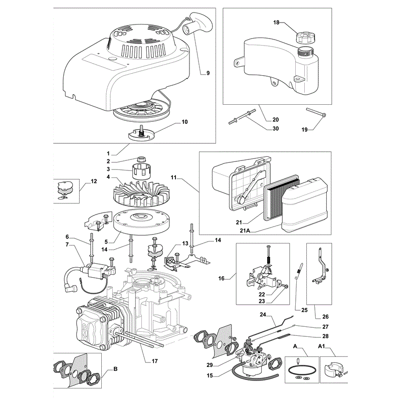 Castel / Twincut / Lawnking WBE0704 (2010) Parts Diagram, Page 1