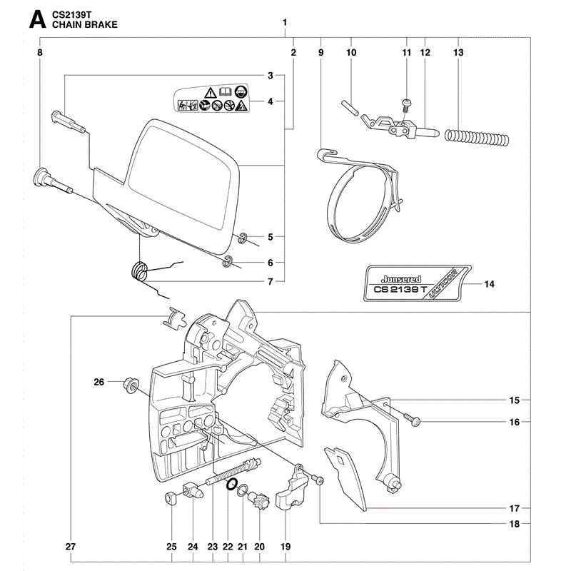 Jonsered 2139T (2010) Parts Diagram, Chain Brake