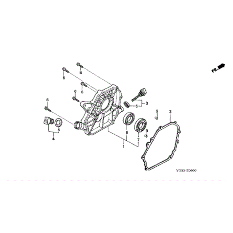 Honda WB20 Water Pump (WB20XT-WABT) Parts Diagram, CRANK CASE COVER
