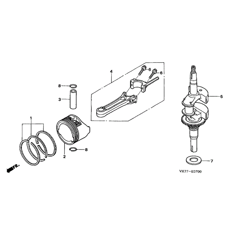 Honda HRX 476 HX Lawnmower (HRX476C-HXE-MASF) Parts Diagram, CRANKSHAFT, PISTON & CONNECTING ROD