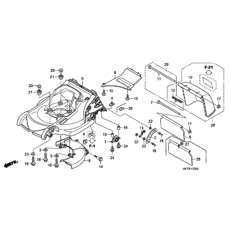 Honda HRX 476 HX Lawnmower (HRX476C-HXE-MASF) Parts Diagram, CUTTER DECK