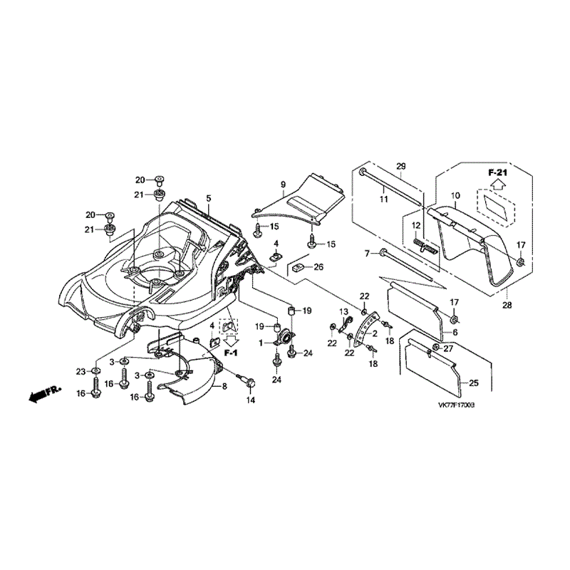 Honda HRX 426 SX Lawnmower (HRX426C-SXE-MATF) Parts Diagram, CUTTER HOUSING