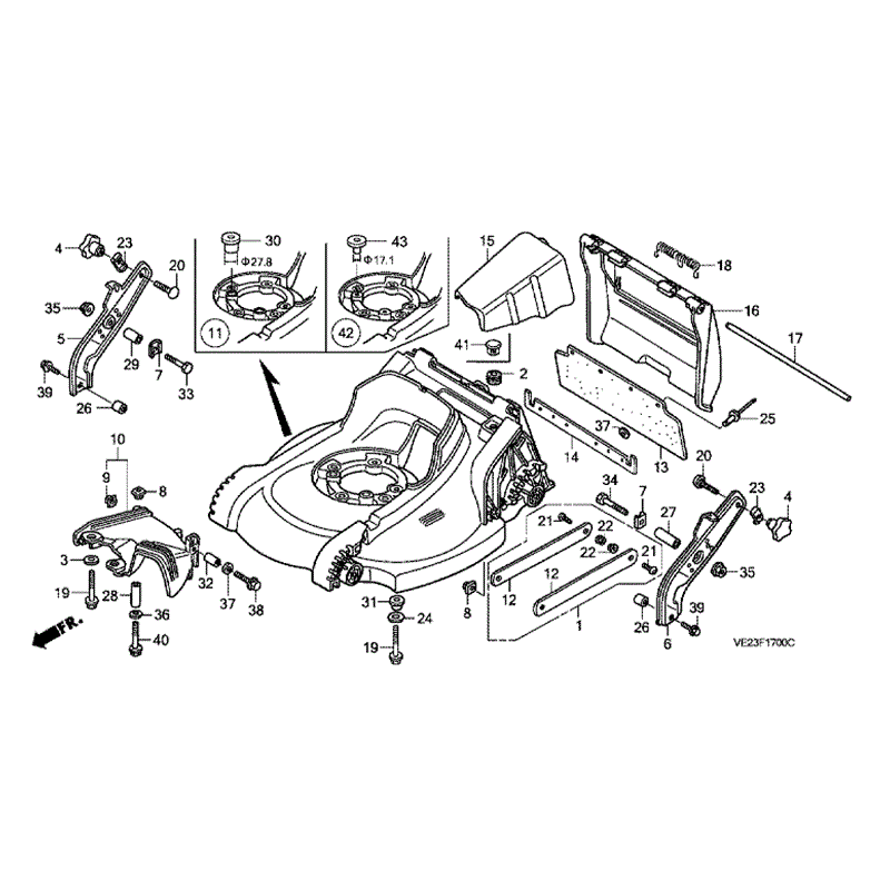 Honda HRB536C HXE (HRB536C-HXE-MZB) Parts Diagram, CUTTER HOUSING 