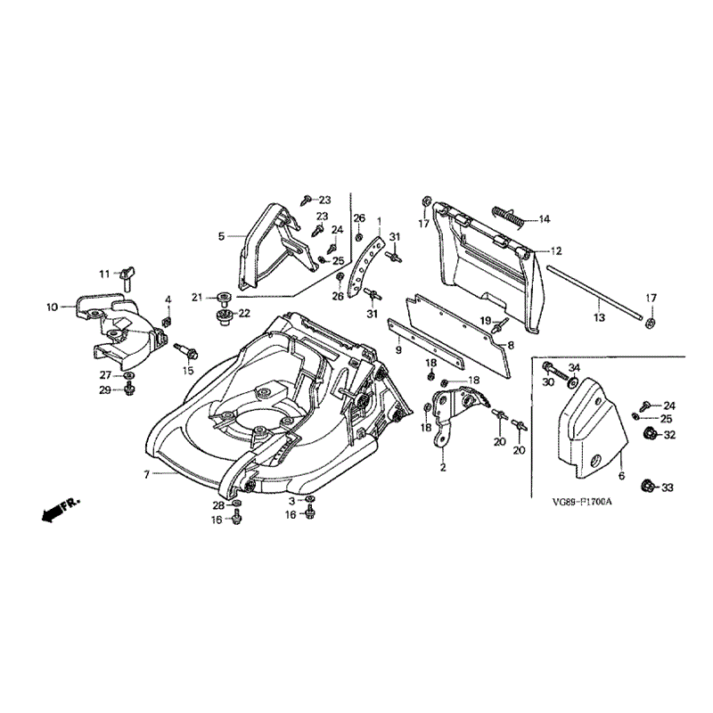 Honda HRB425 CQX (HRB425C-QXE-MZCF) Parts Diagram, CUTTER HOUSING 
