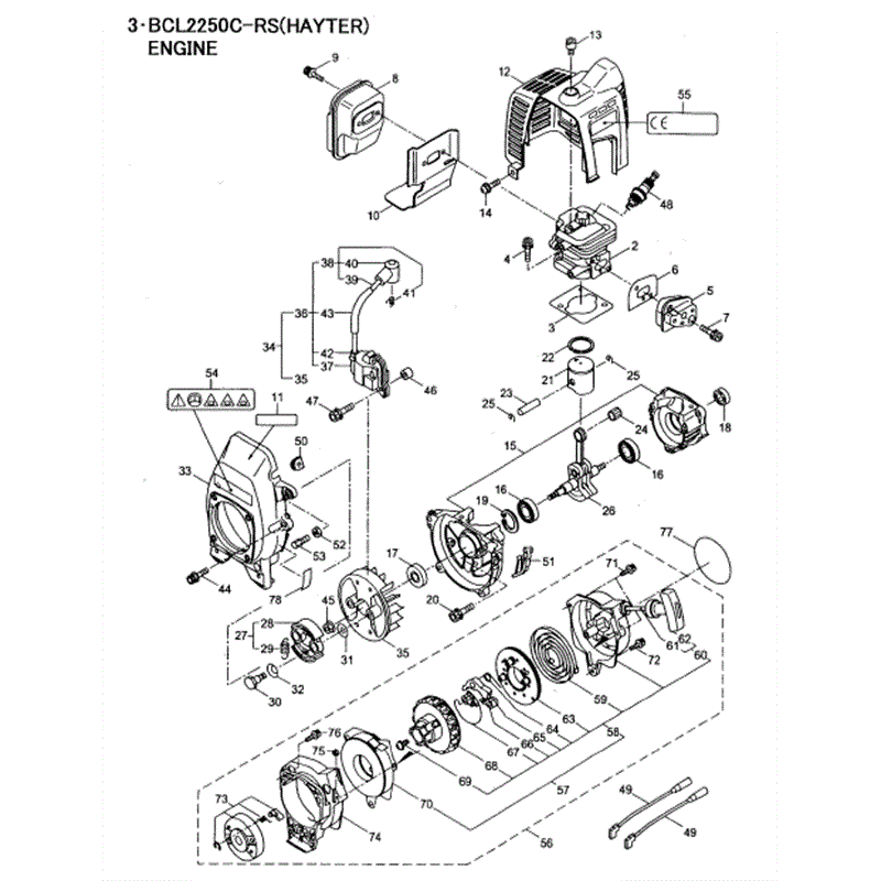 Hayter 460C Brushcutter (460C) Parts Diagram, Engine