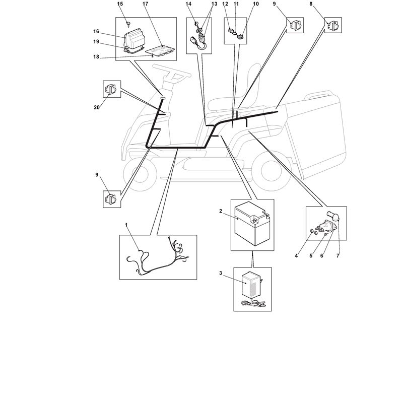 Mountfield R27M Ride-on (2T0050286-CAS [2019]) Parts Diagram, Electrical Parts