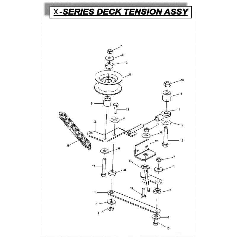 Countax X Series Rider 2011 (2011) Parts Diagram, Deck Tension Assembly