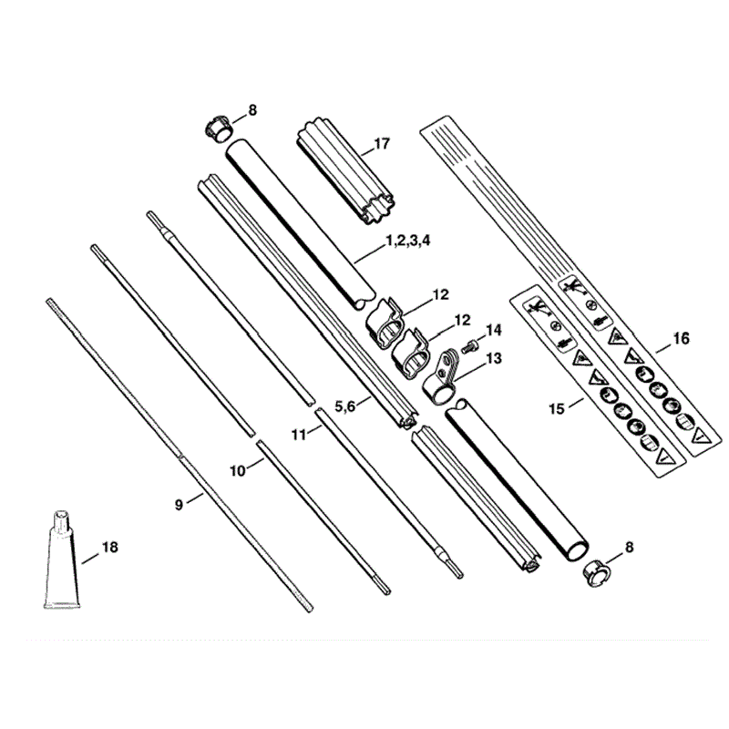 Stihl FS 85 Brushcutter (FS85RX) Parts Diagram, Drive tube assembly