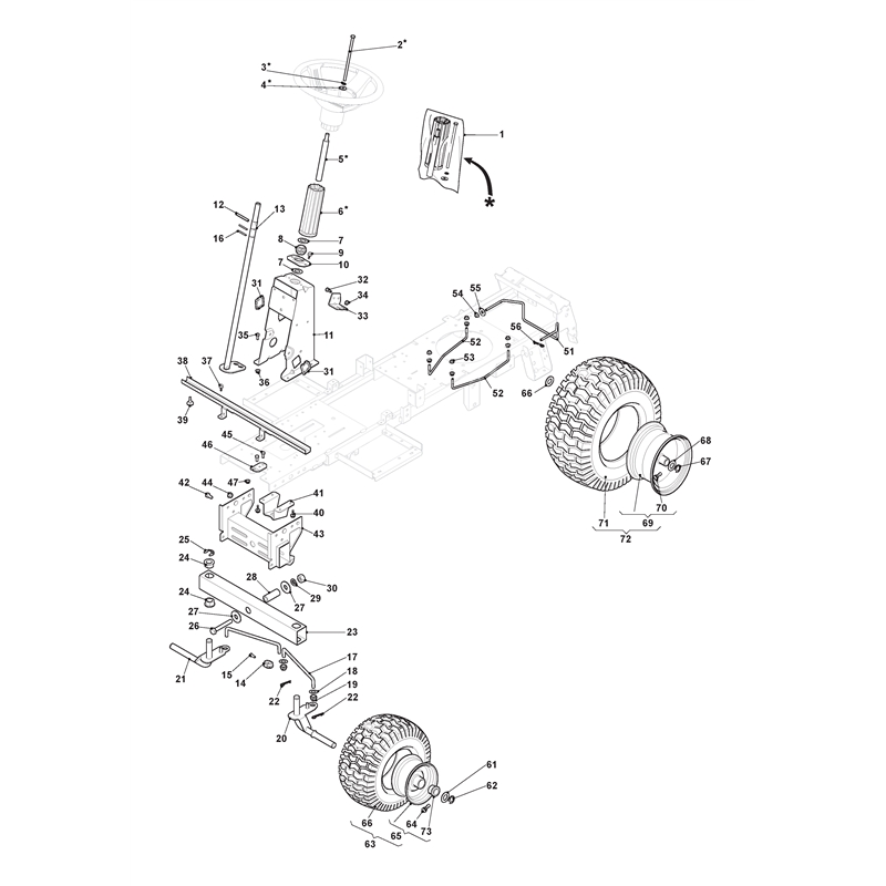 Mountfield 827 HB Ride-on (2T0075283-MFR [2014]) Parts Diagram, Steering