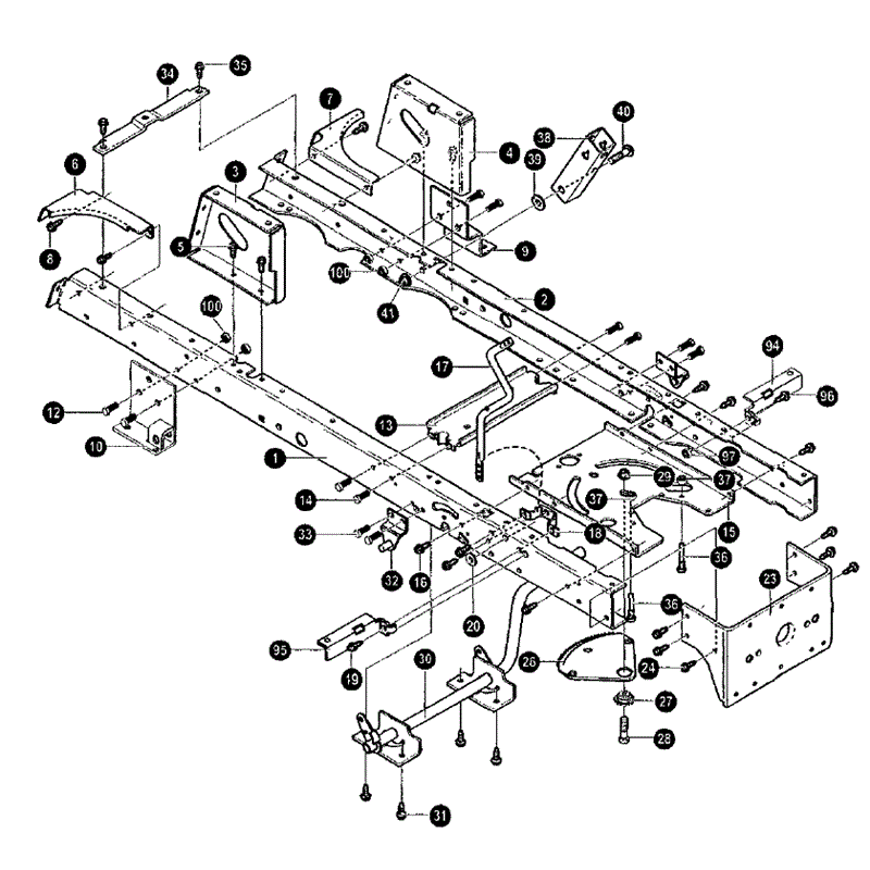 Hayter 13/40 (144R001001-144R099999) Parts Diagram, Frame Assembly 1