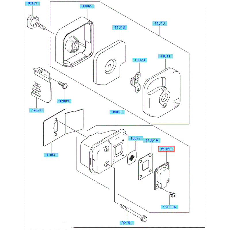 Kawasaki KHD600B (HB600B-AS51) Parts Diagram, Air Filter- Muffler