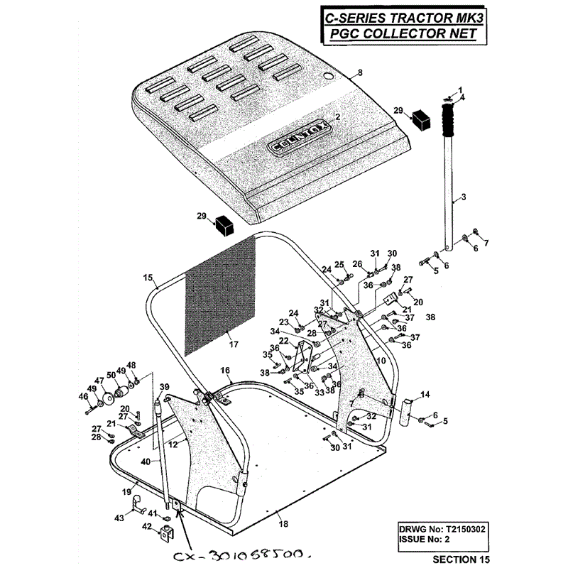 Countax C Series Lawn Tractor 2001 - 2003 (2001 - 2003) Parts Diagram, Powered Grass Collector Net